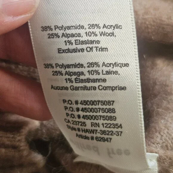 Aritzia Wilfred Free Women's Alpaca Wool Blend Beige Cowl Neck Sweater SZ Small - Picture 13 of 13